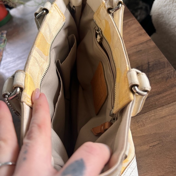 Coach Hampton Optic Signature Stripe Carryall Shoulder Bag Spring Yellow - Picture 6 of 16